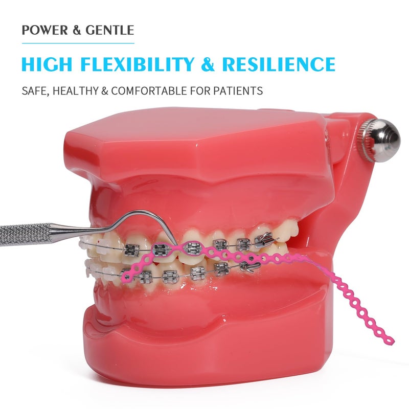 ANNWAH Dental Colorful Orthodontic Braces Rubber Chains,Dental Rubber Chains for Braces Power Chains for Orthodontic Treatment(Continuous,Purple 19) - Image 1